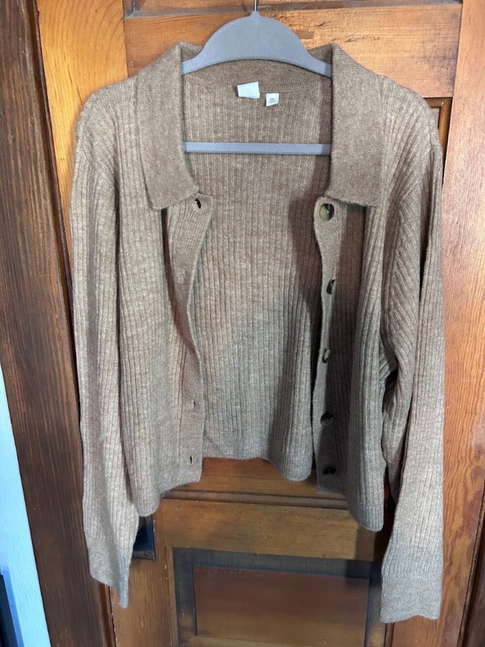 GAP Camel Ribbed Collared Cardigan – XXL - Picture 2 of 6